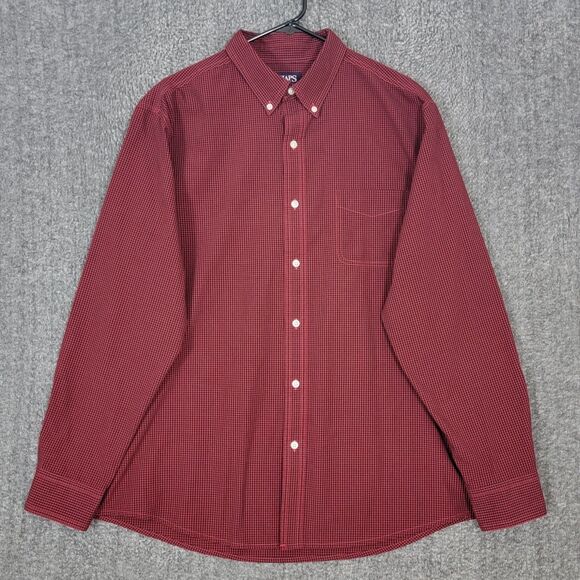 Chaps Shirt Mens XL Red Black Gingham Check Long Sleeve Button Down - Picture 1 of 12